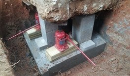 concrete blocked installed for foundation strengthening